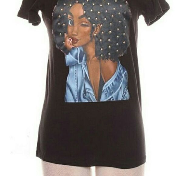 Ebony Queen Face Print Graphic Shirt - Picture 2 of 2